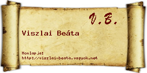 Viszlai Beáta névjegykártya